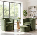 Mid-Century Velvet Living Room Chair Set of 2 with Storage Ottoman, Space-Saving Accent Chairs for Bedroom/Reading Spaces/Office, Green