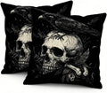 Gothic Skull Raven Throw Pillow Covers, 18x18 Inch, Machine Washable, Halloween by Unknown