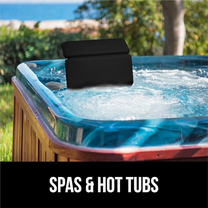 GORILLA GRIP Bath Pillow for Tub, Improved Suction Cups, Luxury Bathtub Pillows, Headrest for Neck and Back Support, Relaxing Home Spa, Hot Tubs and Bathroom Essentials, Gifts for Women, 3 Panel Black