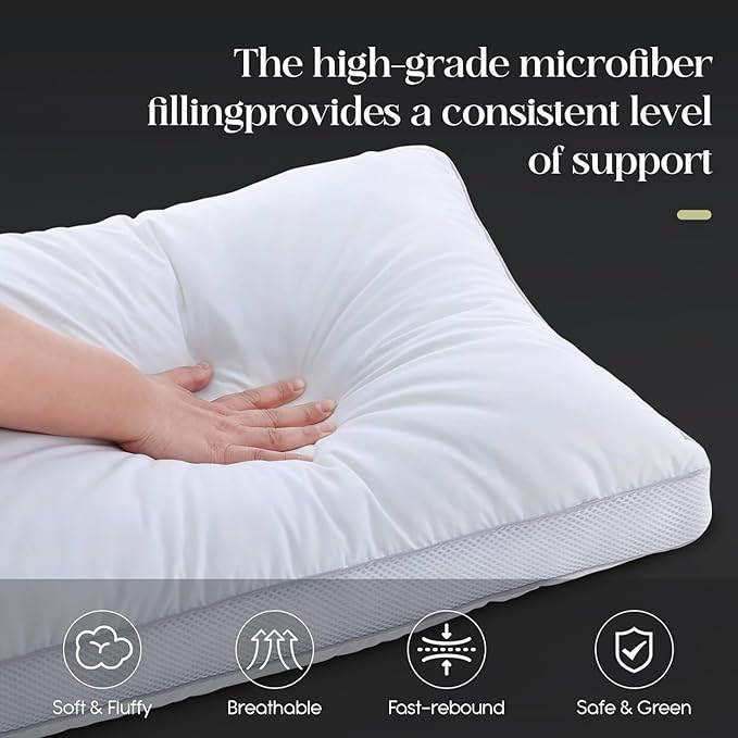 Goose Down Bed Pillows Queen Size Set of 2 (White), Hotel Collection Pillows for Sleeping, Gusseted Pillow for Side, Back, or Stomach Sleepers, 20" x 30"