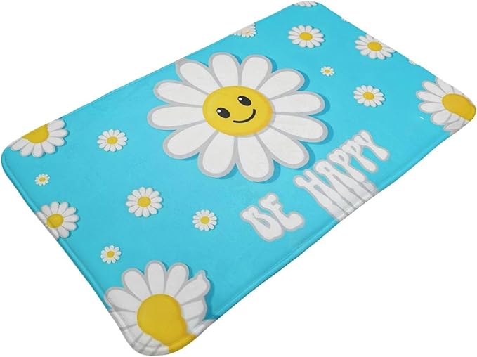 Cute be Happy Daisy Front Welcome Doormat, Anti Slip Floor Mat Dirty Resistant Floor Mat