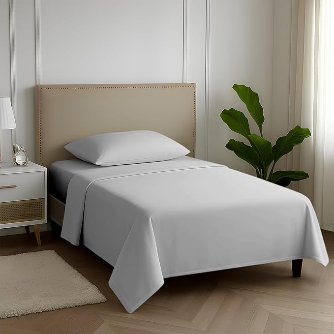 Carressa Linen 100% Egyptian Cotton Twin XL Sheets Set - 600 Thread Count Luxury Egyptian Cotton Sheets Twin XL Size (3 PC, Silver Gray), 16" Deep Pocket, Soft, Cooling, Sateen Weave Dorm Room Bedding