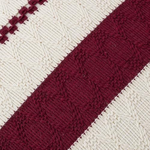 Fancy Homi Set of 2 Burgundy Boho Decorative Throw Pillow Covers 20x20 Inch - Image 4