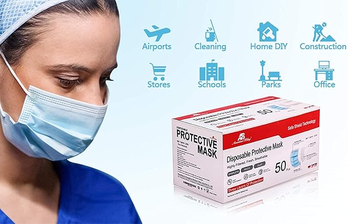 2000PCS Bulk Wholesale Face Masks for Business and Home Use-Disposable Face Mask-Blue 3 Ply Face Mask Cup Dust Masks PPE Filter Protection Face Masks