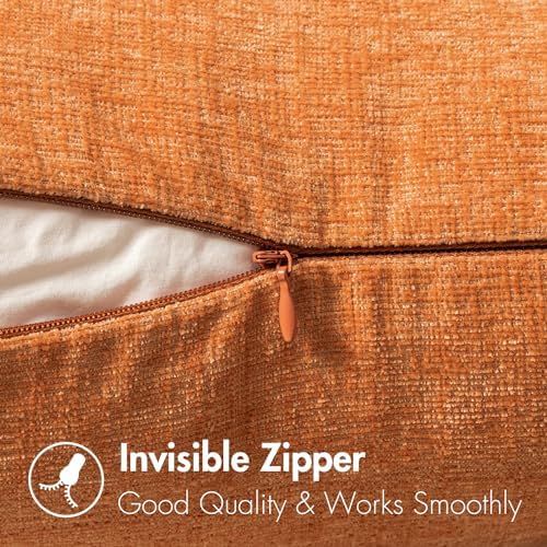 MIULEE Soft Chenille Fall Throw Pillow Covers Orange 18x18 Inch Pack of 2 - Image 5