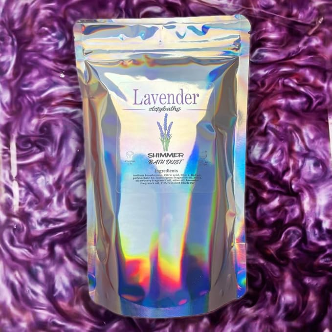 Purple Lavender Shimmer Bath Bomb in A Bag - Handmade Scented Bath Bombs for Women,Kids and Men - Bulk Bathbomb Fizzies Perfect for Boys and Girls All Ages (Large, Purple)