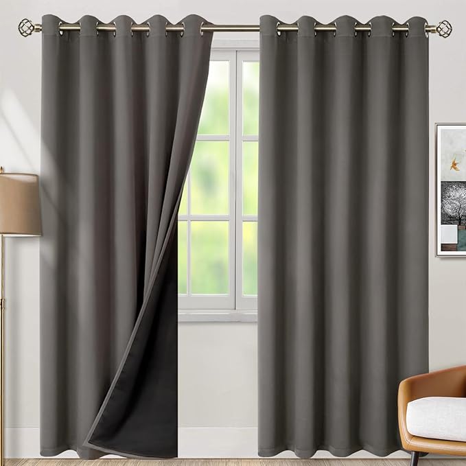 BGment Grey Blackout Curtains 84 Inches Long 2 Panels Set for Living Room, Thermal Insulated 100% Light Blocking Curtains & Drapes, Grommet Soundproof Curtains for Bedroom Window, Each 60 Wide