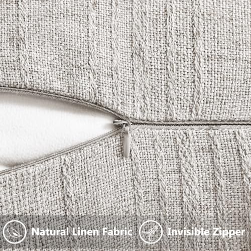 decorUhome Light Grey Textured Linen Throw Pillow Covers 16x16 Set of 2 - Image 2