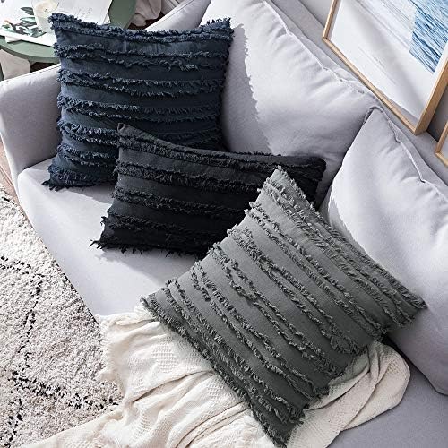 MIULEE Boho Linen Striped Lumbar Throw Pillow Covers 12x20 - Image 3