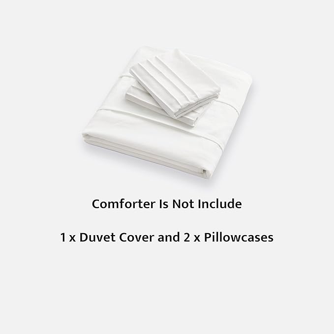Oli Anderson White Duvet Cover King Size - Pleated King Duvet Cover, 3PCS Soft and Breathable Textured Bedding Set with Zipper Closure(White,104"x90")