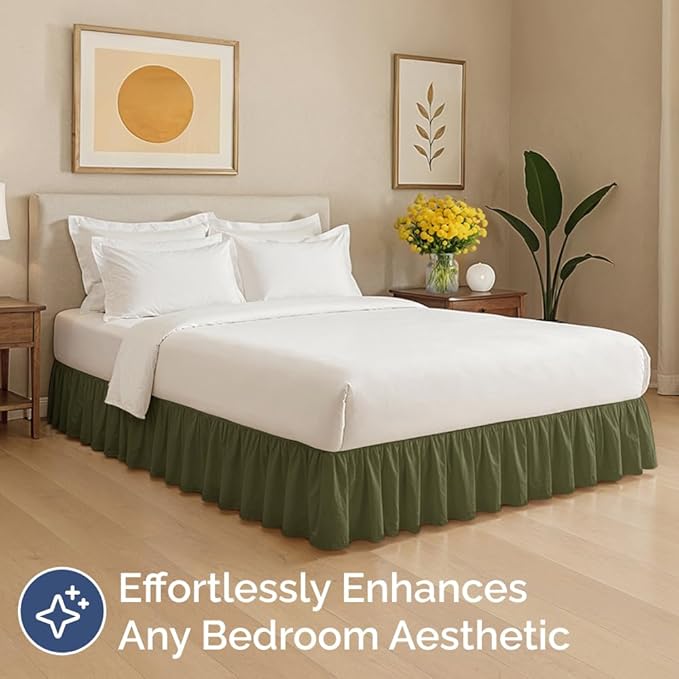 Bedskirt Twin Size Ruffle - 12 inch Drop Dust Ruffle Bed Skirt with Platform - Soft, Easy Fit, Premium Hotel Quality - Wrinkle, Fade & Shrink Resistant - for Women, Men, Kids and Teens - Sage Green