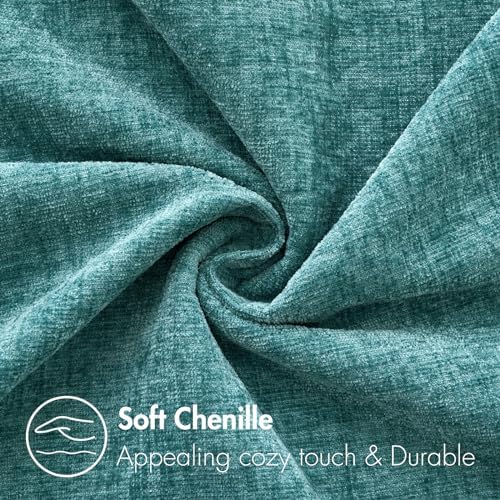MIULEE Soft Chenille Throw Pillow Covers Teal 16x16 Inch Pack of 2 - Image 2