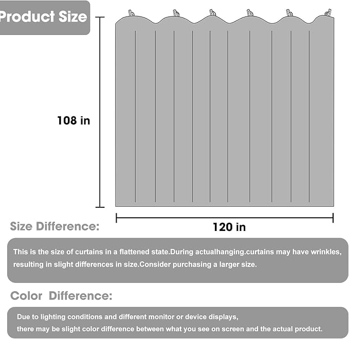 Room Divider Blackout Curtain Track Curtains Wall Dividers Panels Screen for Living Rooms Bedroom Office Privacy Partition Separation, W120 × L108 Inch,1 Panel, Light Grey
