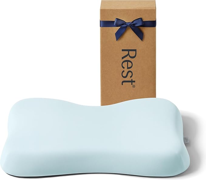 REST® Evercool® Cooling Pillow, Instant Cool-to-Touch Shell Fabric & Breathable Silicone Sponge Core for All-Night Temperature Regulation & Ergonomic Support, Low Height, Light Blue