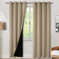 BGment Thermal Insulated 100% Blackout Curtains for Bedroom with Black Liner, Double Layer Full Room Darkening Noise Reducing Grommet Curtain (52 x 84 Inch, Sand, 2 Panels)