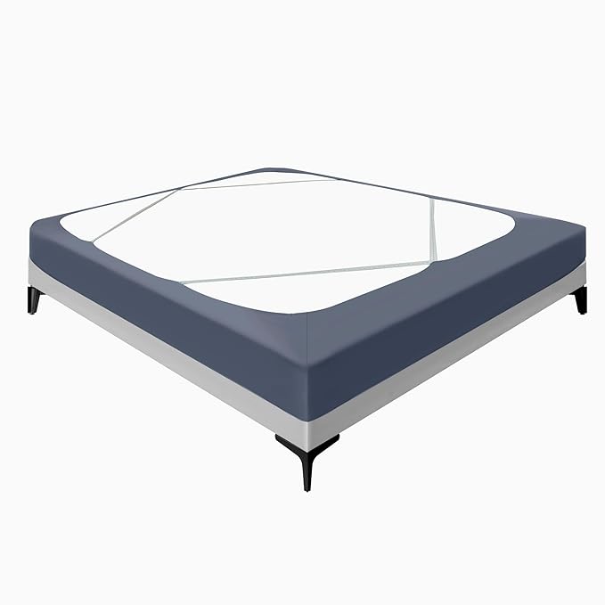 Biscaynebay Decorative Box Spring Cover King & Cal King Size, Dark Grey Luxurious Jersey Knitting Stretchy Wrap Around 4 Sides Bed Skirt for Home/Hotels, Easy Fit Wrinkle & Fade Free Machine Washable