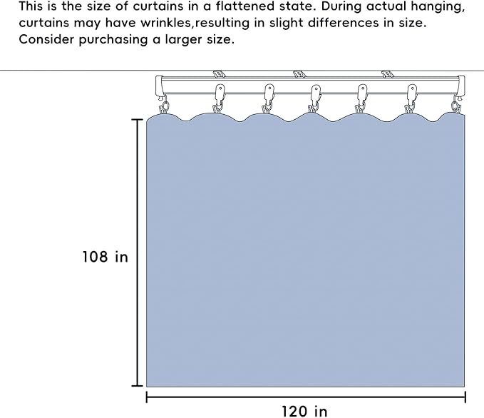 Room Divider Curtains Total Blackout Privacy Curtain Panel Room Thermal Insulated Noise Reduction Curtains for Bedroom Window Living Room Ceiling Track Curtain W 10 ft × H 9 ft Azure Blue