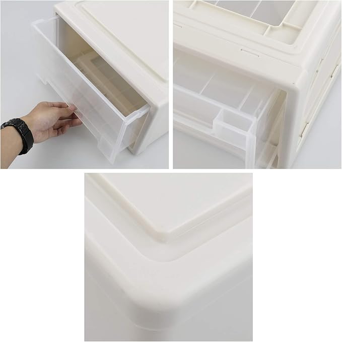 4 Pack Stacking Storage Chest Drawer, 12 Quart Organizer Box Bin