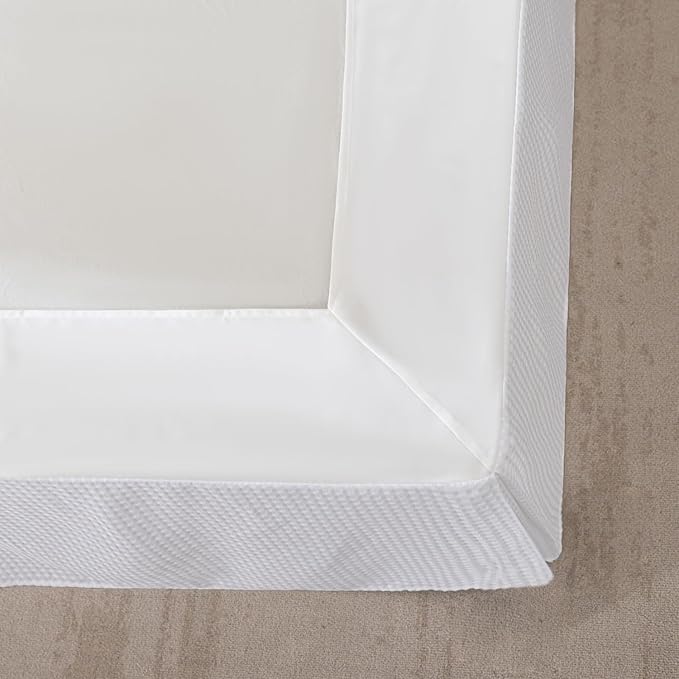Full Bed Skirt, Wrap Around Bed Skirt with Pleated Corner, 18 Inch Drop Pleated Waffle Weave Bedskirts, Anti-Slip, Microfiber, White, 18'' Full
