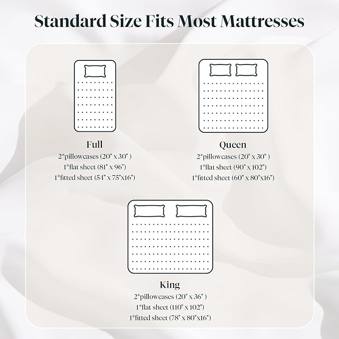 LuxClub Full Size Bed Sheets, 100% Rayon Derived from Bamboo Cooling Sheets, Breathable & Soft Deep Pocket Up to 16", Hotel Luxury Silky Sheets Full Size Set, White