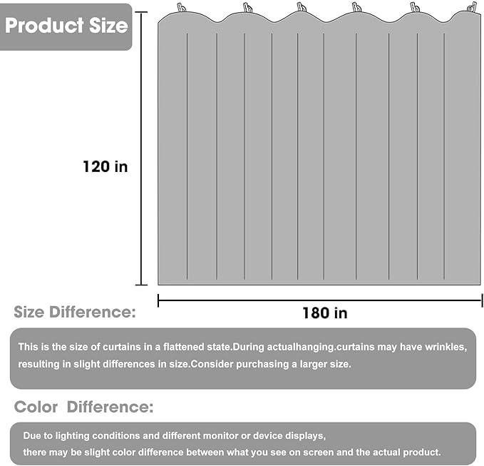 Room Divider Blackout Curtain Track Curtains Wall Dividers Panels Screen for Living Rooms Bedroom Office Privacy Partition Separation, W180 × L120 Inch,1 Panel, Beige