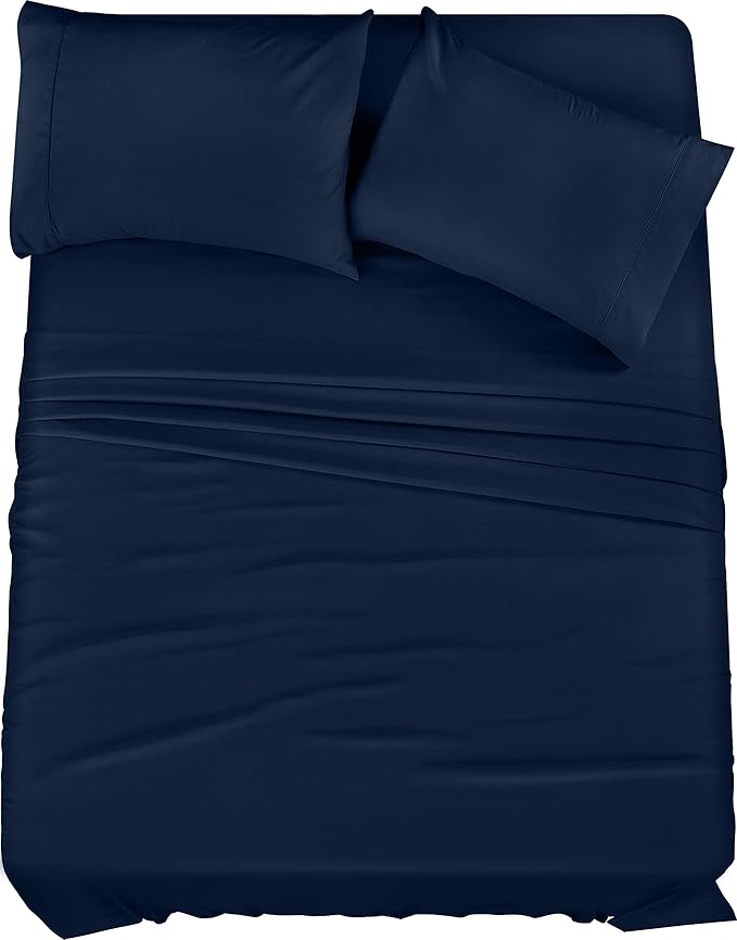 Utopia Bedding California King Sheet Set – 4 Piece Bed Sheets for Cal King Size Bed, Soft and Breathable Microfiber, Includes 1 Fitted Sheet, 1 Flat Sheet and 2 Pillowcases (Navy Blue)