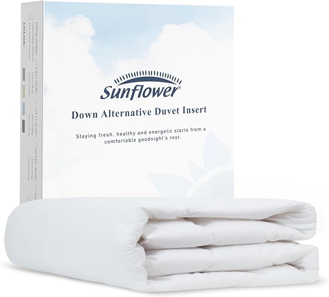sunflower Down Alternative King Size Lightweight 100% Cotton Shell Bedding King Comforter Blanket for Hot Sleepers 88"x104" with Corner Tabs Soft Breathable Machine Washable