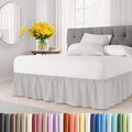 Wrap Around Dust Ruffle Bed Skirt - French Grey - Twin/Twin XL Size Beds w/ 12 Inch Drop - Easy Fit Elastic - Adjustable Pleated Bedskirt w/Brushed Fabric - Wrinkle Free, Women, Men, Kids & Teens