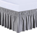 MEILA Wrap Around Bed Skirt Three Fabric Sides Elastic Dust Ruffled 14 Inch Tailored Drop,Easy to Install Fade Resistant-Grey, Queen/King