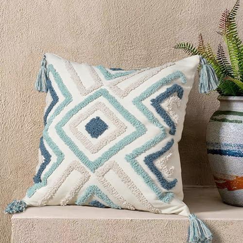 Boho Pillow Covers 18X18 Inch Boho Tufted Throw Pillow Covers Decorative by LOOPUINHOM