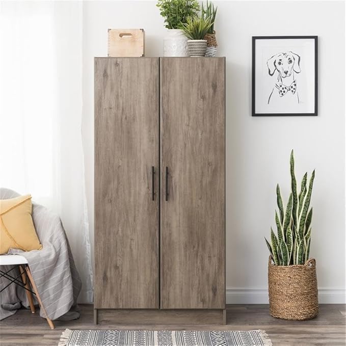 Pemberly Row 32 inch Drifted Gray Engineered Wood Wardrobe Cabinet