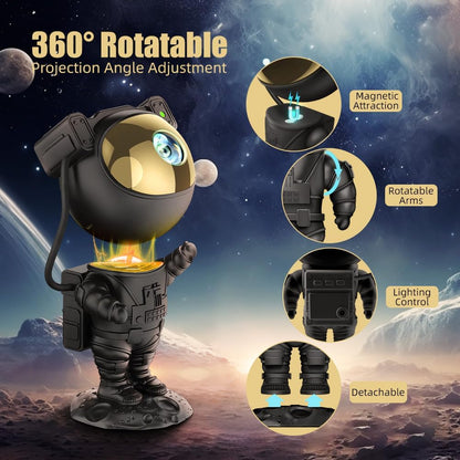 Astronaut Galaxy Projector Night Light with Timer and Remote Star Starry Nebula LED Lamp, Gift for Kids and Adults for Bedroom, Christmas, Birthday, Valentine's Day etc. (Black-Golden)