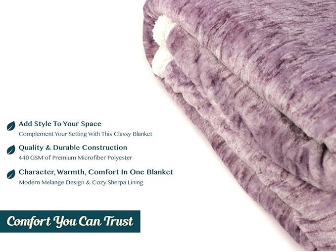 Premium Sherpa Melange Throw Blanket for Couch, Sofa by Pavilia | Soft, Fluffy, Plush, Warm, Cozy | Fuzzy Lightweight Microfiber, Purple Wine Luxury Modern Reversible TV Blanket | 50 x 60 Inches