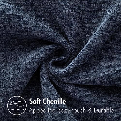 MIULEE Soft Chenille Lumbar Throw Pillow Covers Dark Navy 12x20 Pack of 2 - Image 2