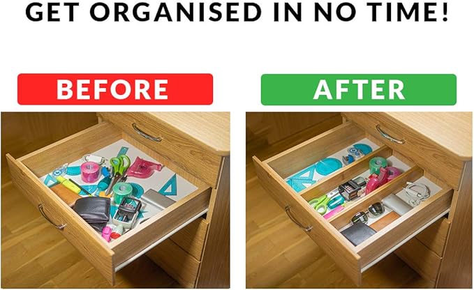 Adjustable Bamboo Drawer Dividers Organizers Expandable (12-16") Kitchen Drawer Organizer Spring Loaded for Kitchen, Dresser, Bathroom, Bedroom, Desk 6-pack Small