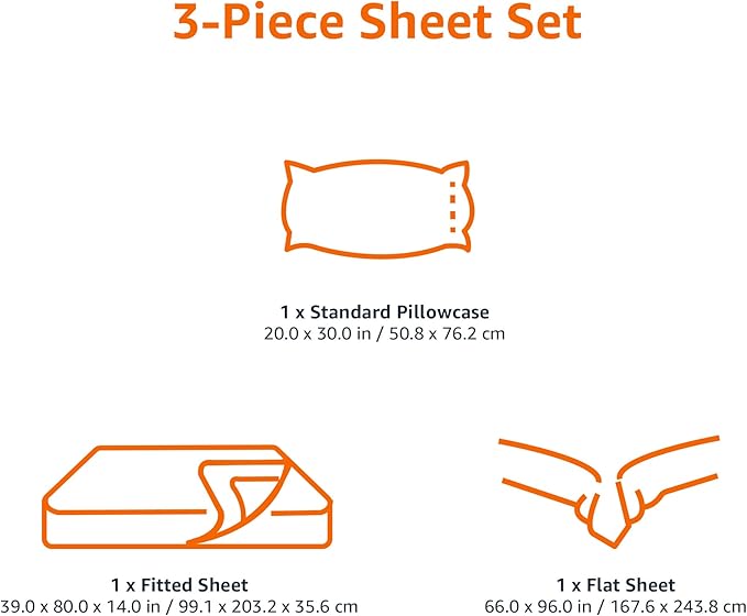 Amazon Basics Lightweight Super Soft Easy Care Microfiber 3 Piece Ideal Bed Sheet Set with 14-Inch Deep Pockets, Twin XL, Burgundy, Solid