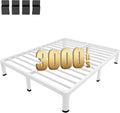 MAF 7 Inch King Metal Platform Bed Frame White with Round Corner Legs, Mattress Slide Stopper, 3000 LBS Heavy Duty Steel Slats Support, Noise Free, No Box Spring Needed, Easy Assembly