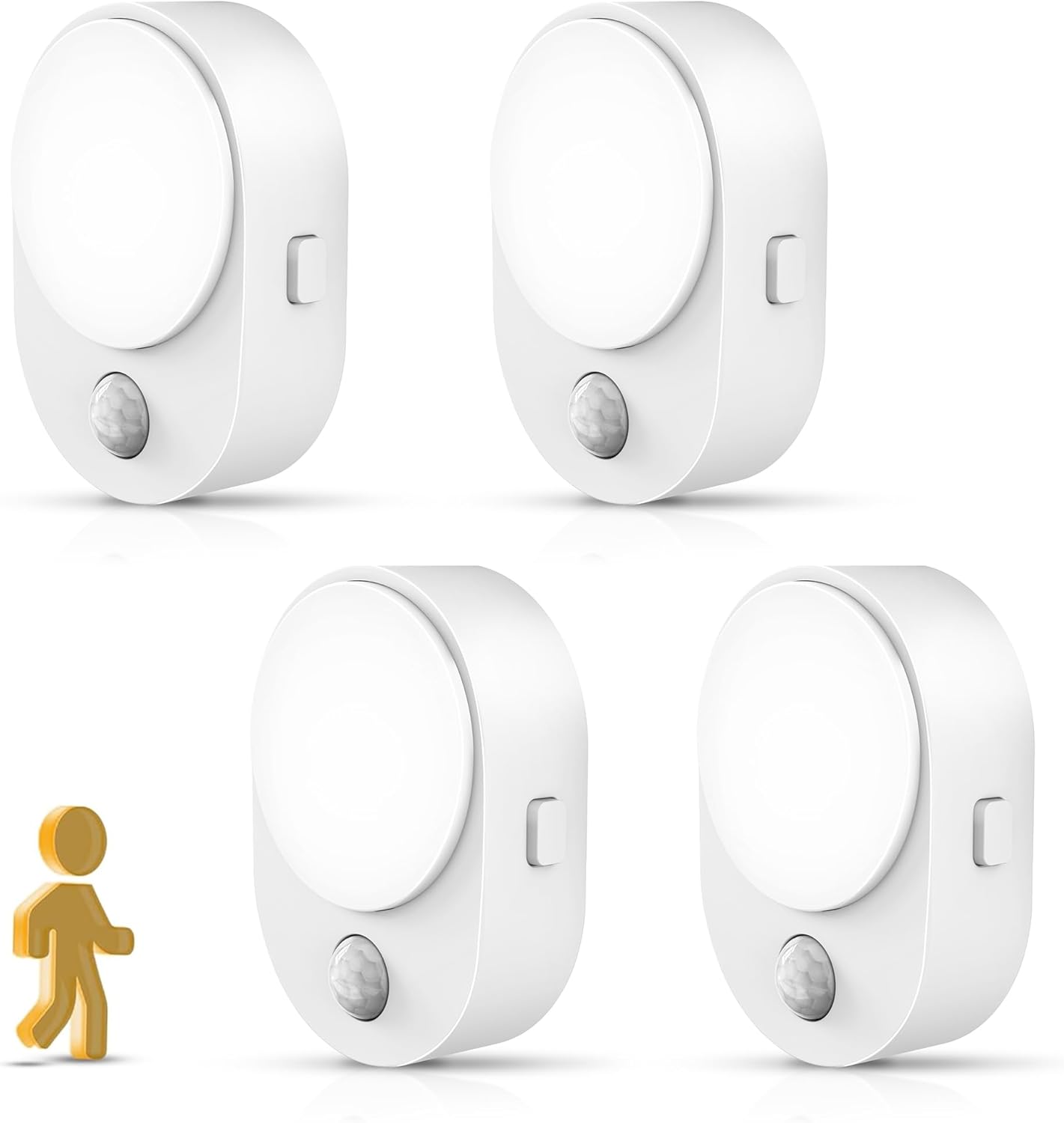 L LOHAS LED Plug in Night Light with Motion Sensor and Dusk to Dawn Sensor,[4-PACK] Night Lights Plug into Wall,5000K Daylight White,30/60/100LM Dimmable Nightlight for Bathroom Hallway