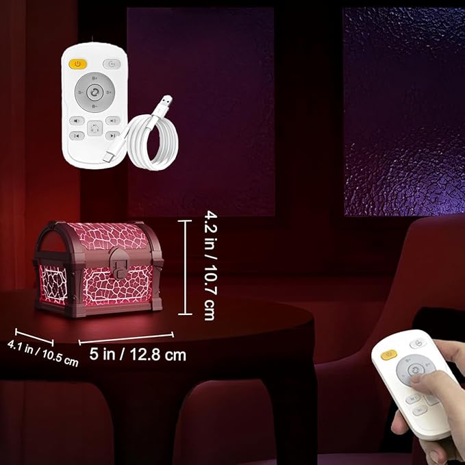 Treasure Box Northern Lights Projector, Galaxy Aurora Night Light Projector with 8 Colors, White Noises, Timer & Remote Control, Ceiling Projection Ambient Lighting for Bedroom Gaming Room Gifts, Pink