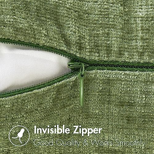 MIULEE Soft Chenille Lumbar Throw Pillow Covers Sage Green 12x20 Pack of 2 - Image 3