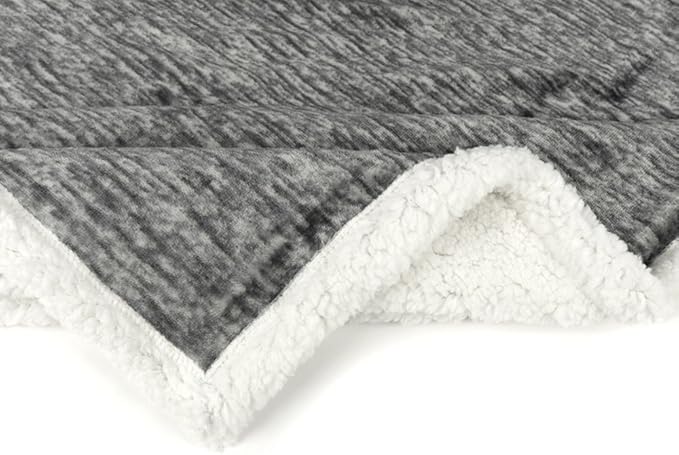 PAVILIA Melange Dark Gray Sherpa Blanket Throw for Couch, Warm Soft Cozy Reversible Blanket Sofa Bed, Thick Plush Large Fleece Car Blanket, Decorative Home Room Decor Gifts Men Women, 50x60 Dark Grey