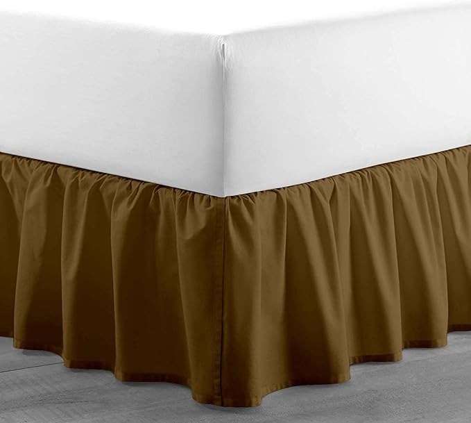 Sleepwell Ruffled Bed Skirt with Split Corner 100% Microfiber Soft,Sheen & Wrinkle Free Bed Skirt Gathered Style Dust Ruffle Bed Skirt with 21 Inch Drop Three Sided Coverage Dust Ruffle
