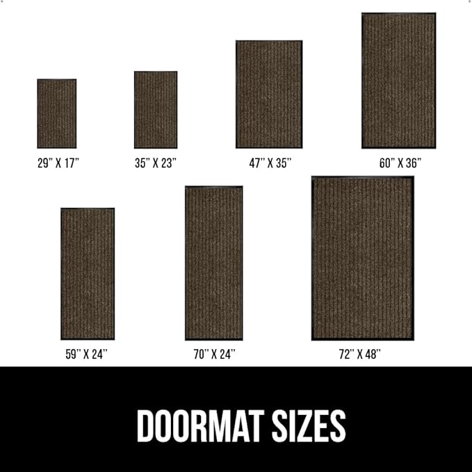 GORILLA GRIP Waterproof Traffic Guard Door Mat, 2 Pack Heavy Duty Entryway Mats, Strong Rubber Back Commercial Utility Rugs for Office Hallway, Garage Floor and Home, Low Profile Carpet, 29x17, Brown