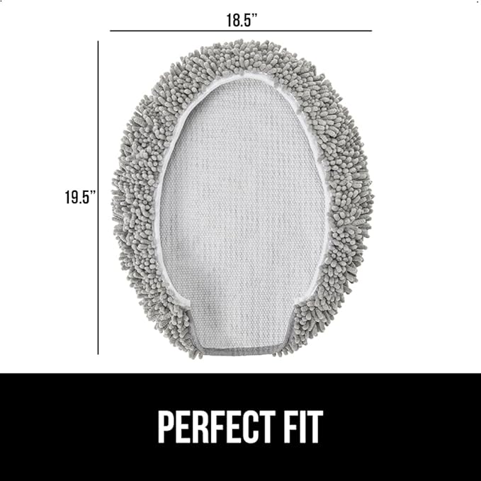 GORILLA GRIP Soft Chenille Bathroom Toilet Lid Cover, Machine Washable Seat Covers, 19.5x18.5, Stays in Place Rubber Backing, Fits Most Round, Elongated and Oblong Lids, Accessories Decor, Gray