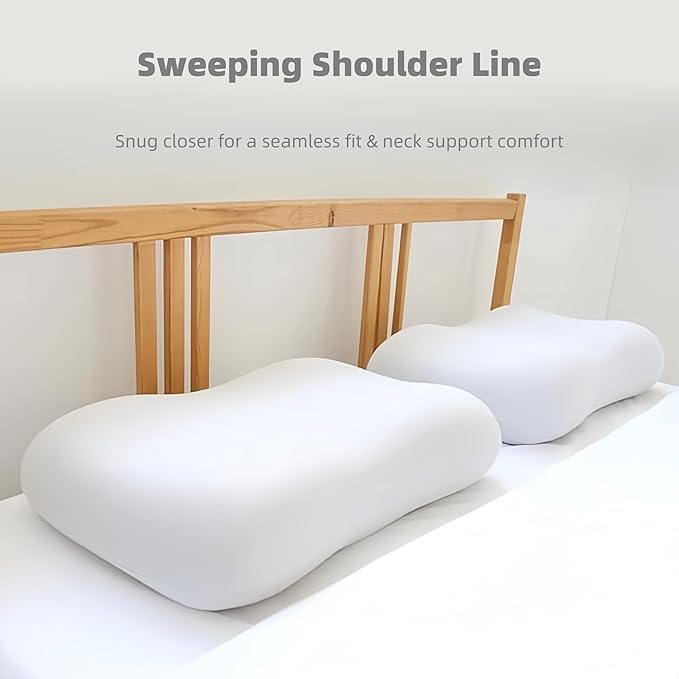 Deep Sleep Pillow, Memory Foam Pillow for Side Sleepers Ergonomic Contour Neck Support, Orthopedic Cervical Shape Gently Cradles Head & Provides Neck Support & Shoulder Pain Relief - Gray