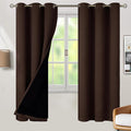 BGment Thermal Insulated 100% Blackout Curtains for Bedroom with Black Liner, Double Layer Full Room Darkening Noise Reducing Grommet Curtain (42 x 72 Inch, Brown, 2 Panels)