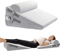 Bed Wedge Pillow for Sleeping, 3 Pcs Adjustable Height 4.5&7.5&12 Inch Triangle Pillow Wedge for Post Surgery, Acid Reflux, Snoring, Legs Pain Relief (Dark Gray)