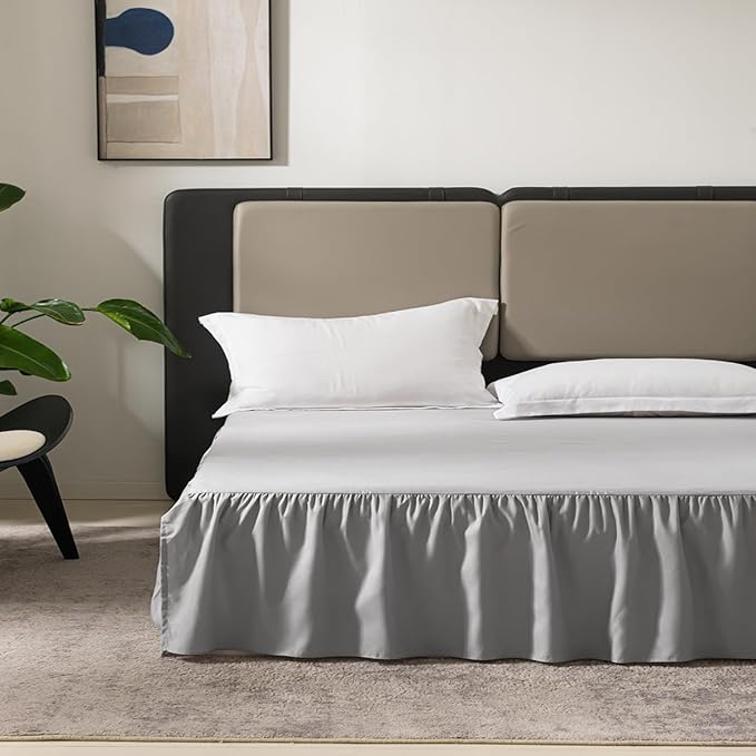 Light Grey Bed Skirt Full Size Ruffled Bed Skirt with Split Corners, Full Bed Skirt 18 Inch Drop, Full Size Bed Skirt Light Grey for Ruffled Bed Skirt with Split Corners, Bed Skirt Full Size