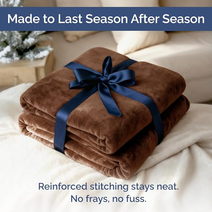 Ultra Soft Fleece Blanket Twin Size - Flannel Fleece Luxury Twin Blanket - Lightweight for Couch Bed Chair - Thick, Warm and Breathable - All Season Cozy Fuzzy, Anti-Static Microplush Bedding, Brown