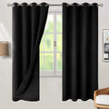BGment Thermal Insulated 100% Blackout Curtains for Bedroom with Black Liner, Double Layer Full Room Darkening Noise Reducing Grommet Curtain (52 x 72 Inch, Black, 2 Panels)